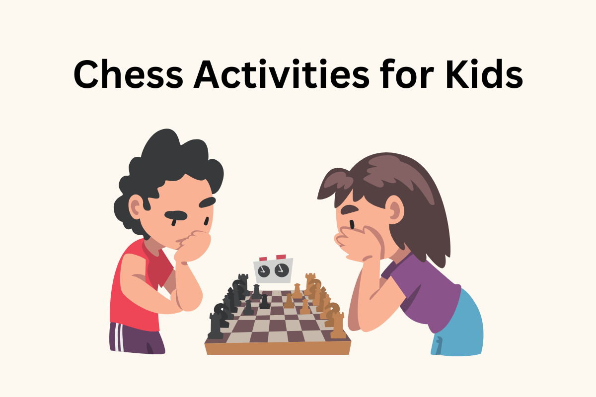 Two children facing each other over a chess board with a chess clock between them.