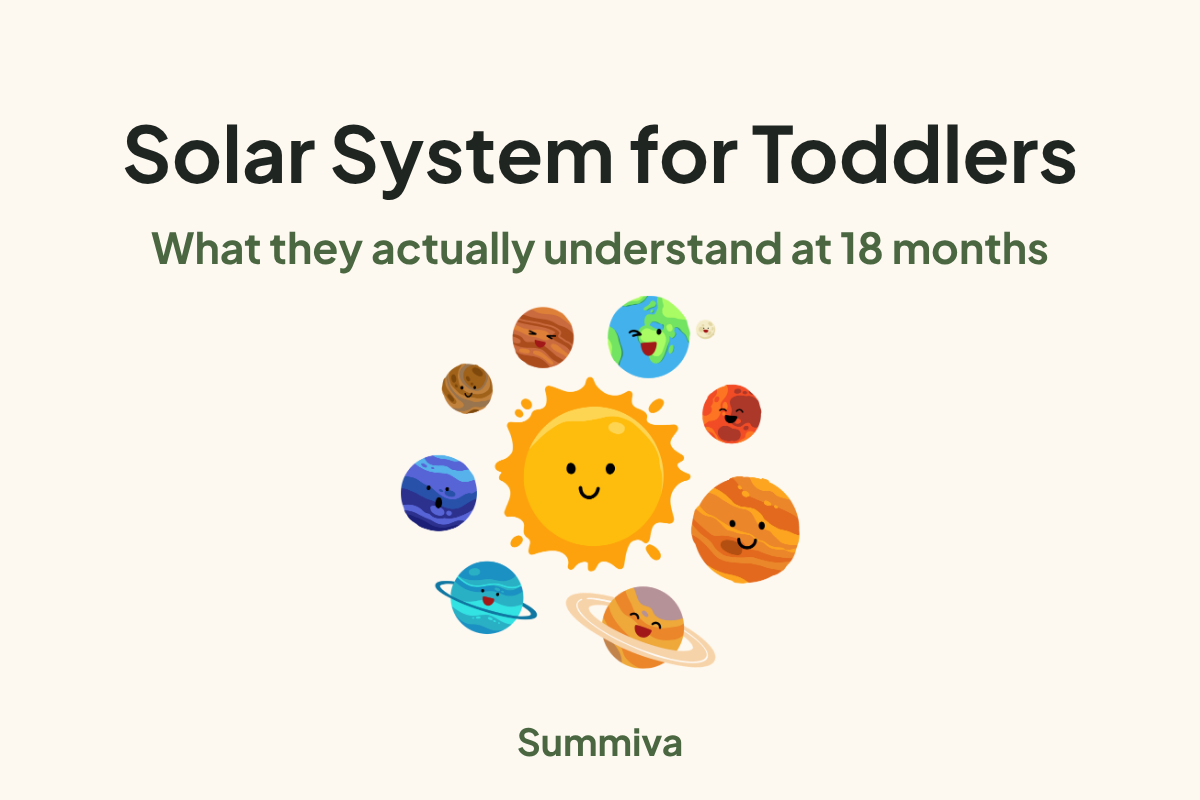 Solar system for toddlers: a parent and child looking at planet pictures in a book together.